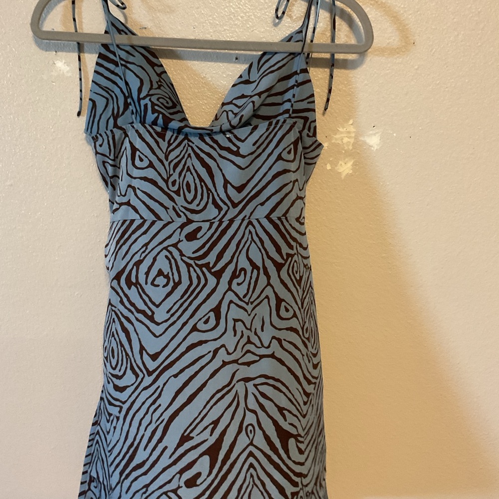Stylish Blue and Brown Mini Dress